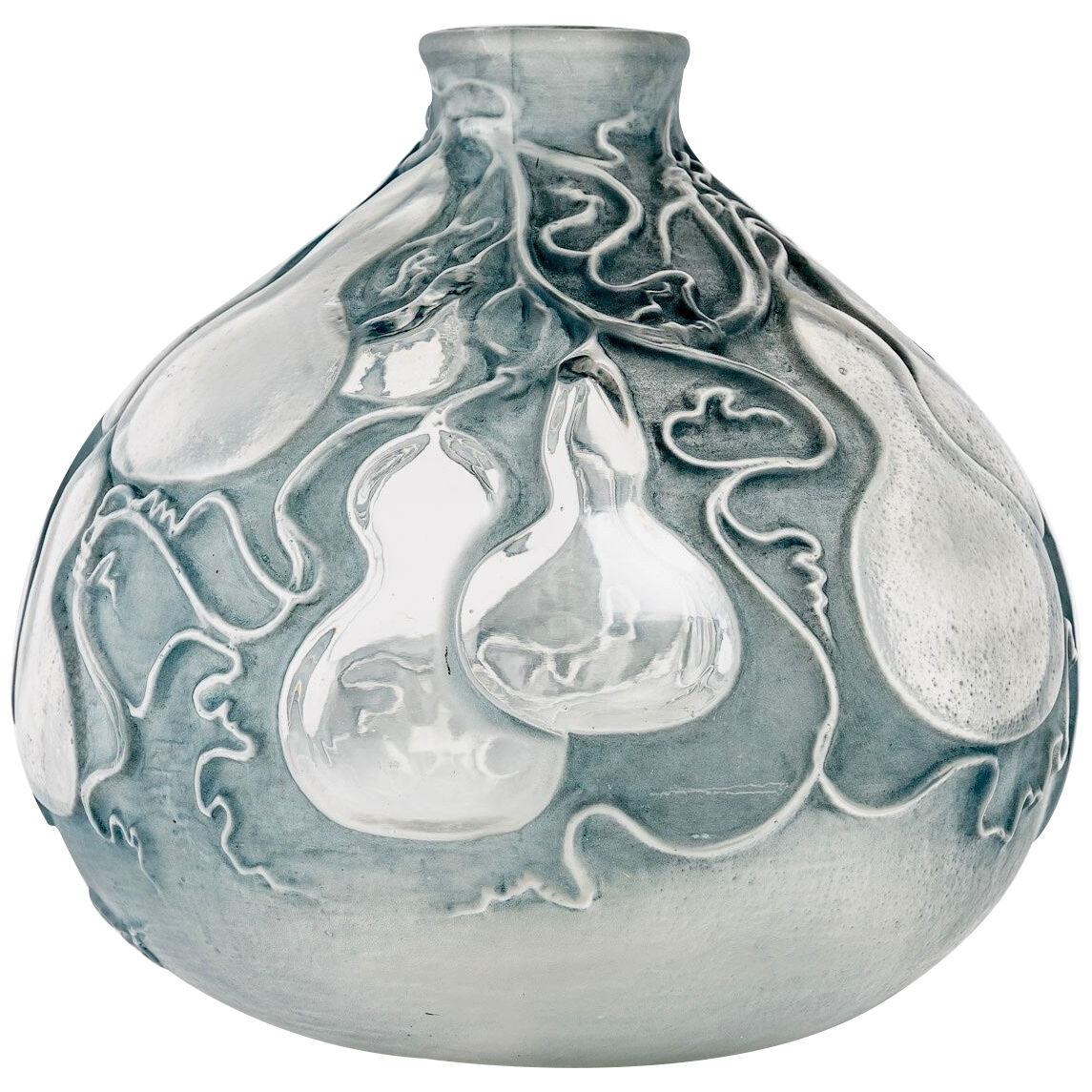 1914 René Lalique - Vase Courges Frosted Glass With Blue Patina