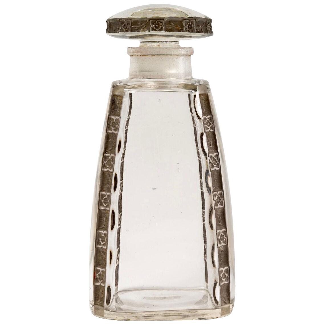 1914 René Lalique - Perfume Bottle Fleurette Clear Glass With Grey Patina