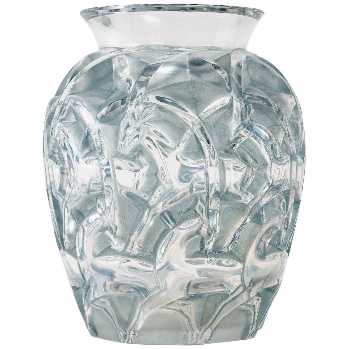 1931 René Lalique - Vase Chamois Clear Glass With Blue Patina