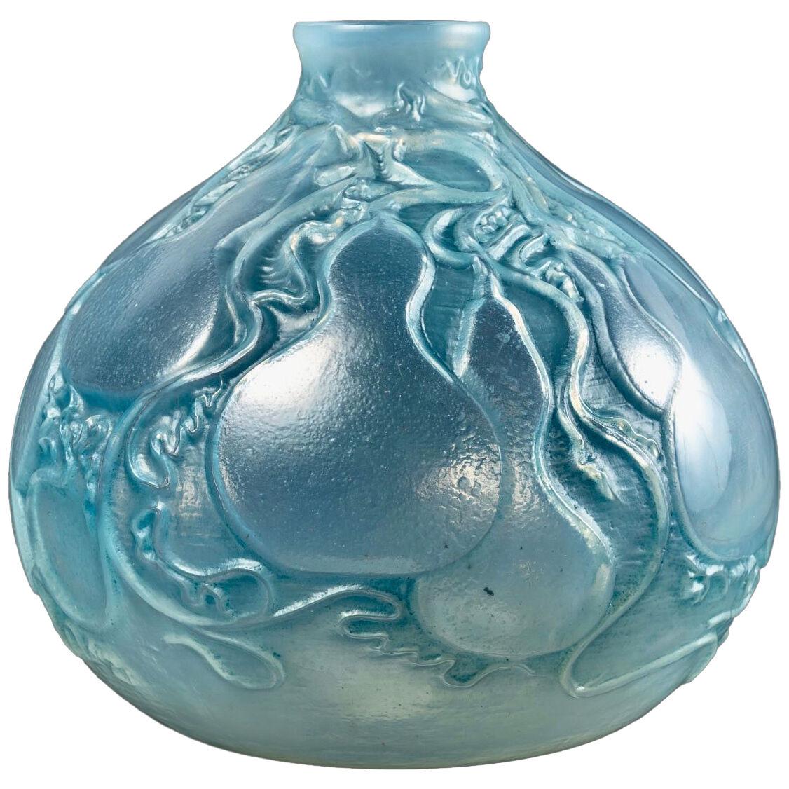 1914 René Lalique - Vase Courges Double Cased Opalescent Glass With Blue Patina