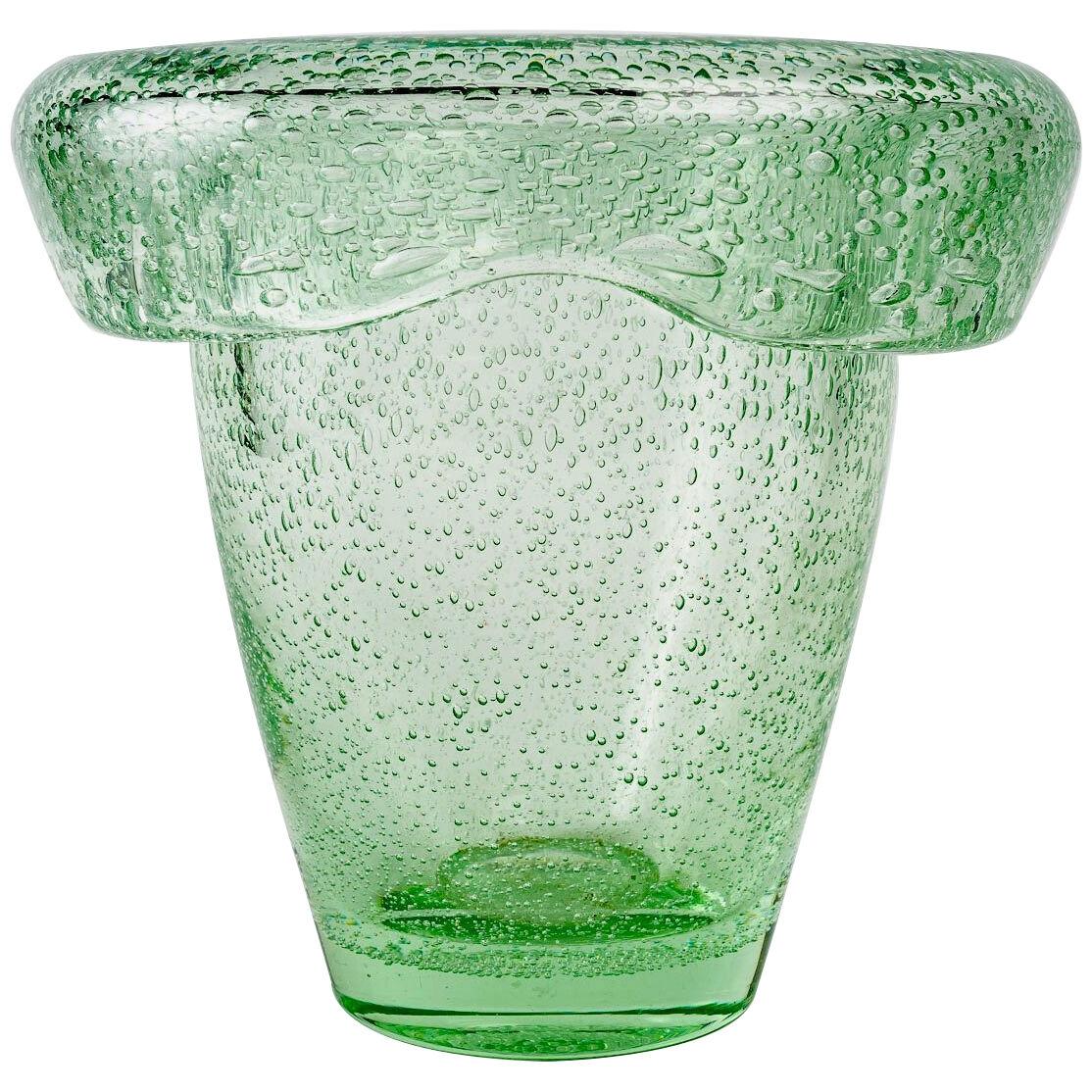 Daum Nancy - Vase With Upturned Rim Light Green Bubbled Glass