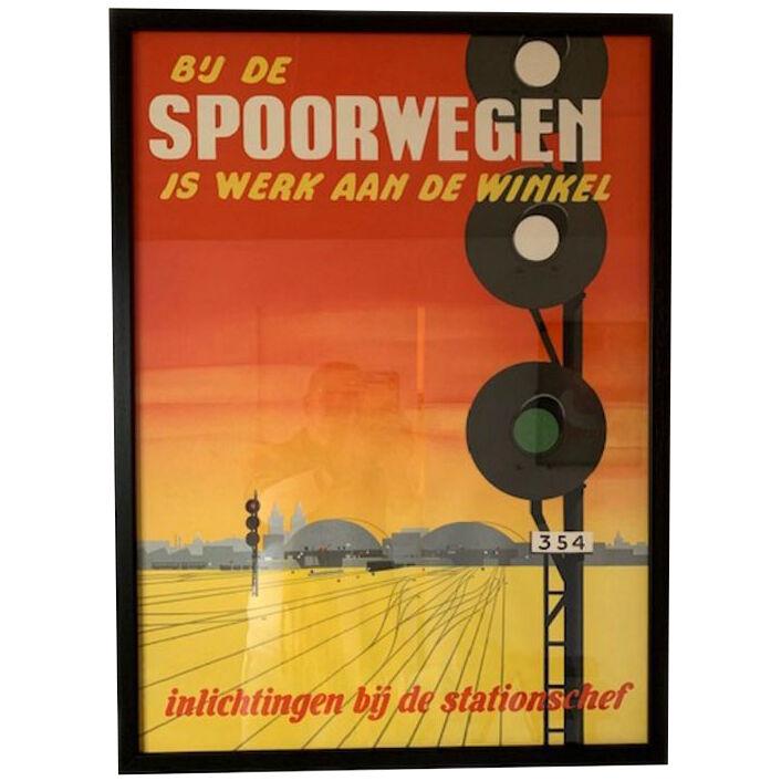 Dutch Railway Poster by Ren Dirksen, Netherlands 1950