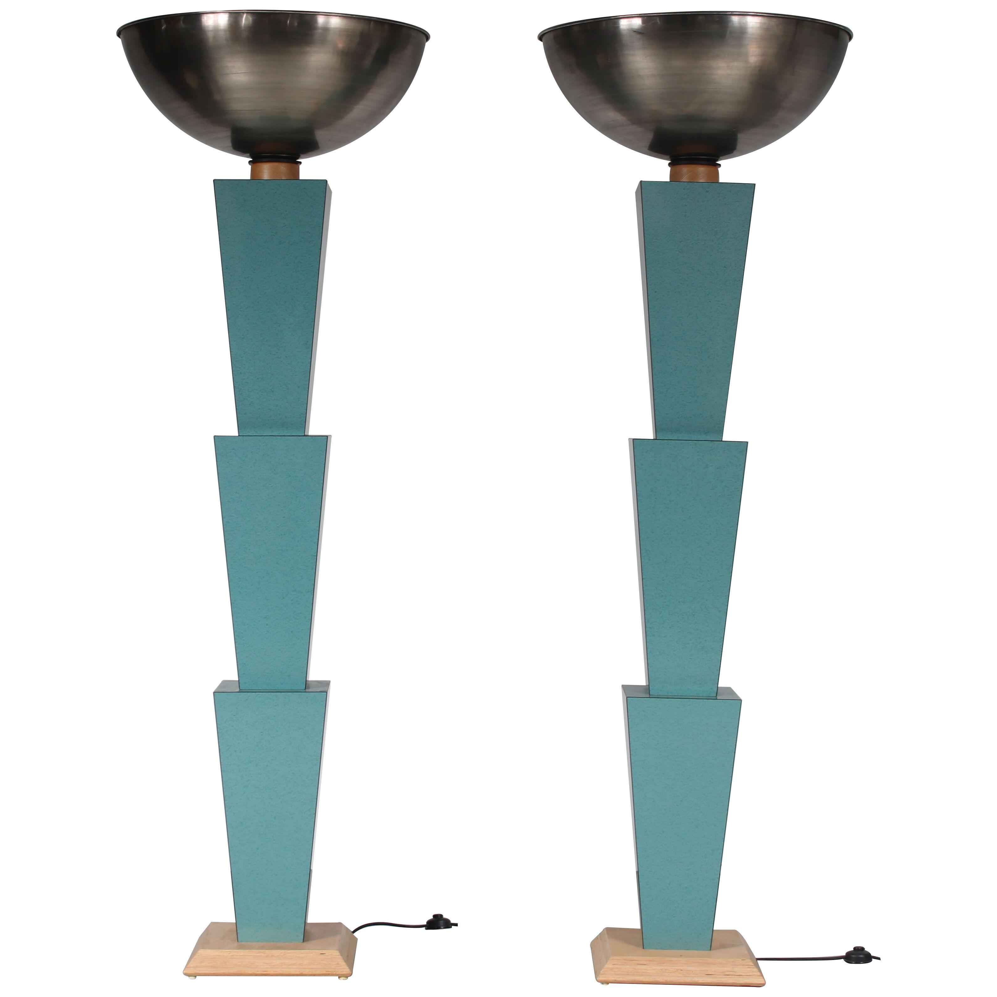 Pair of XL Memphis style floor lamps, Italy 1980