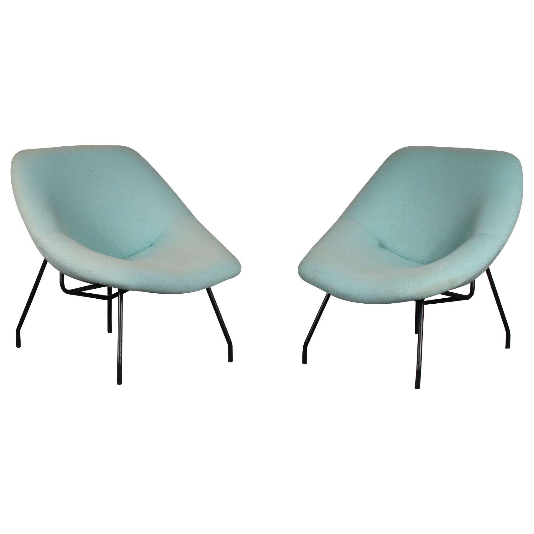 Rare Pair of Lounge Chairs by GAR, France 1950