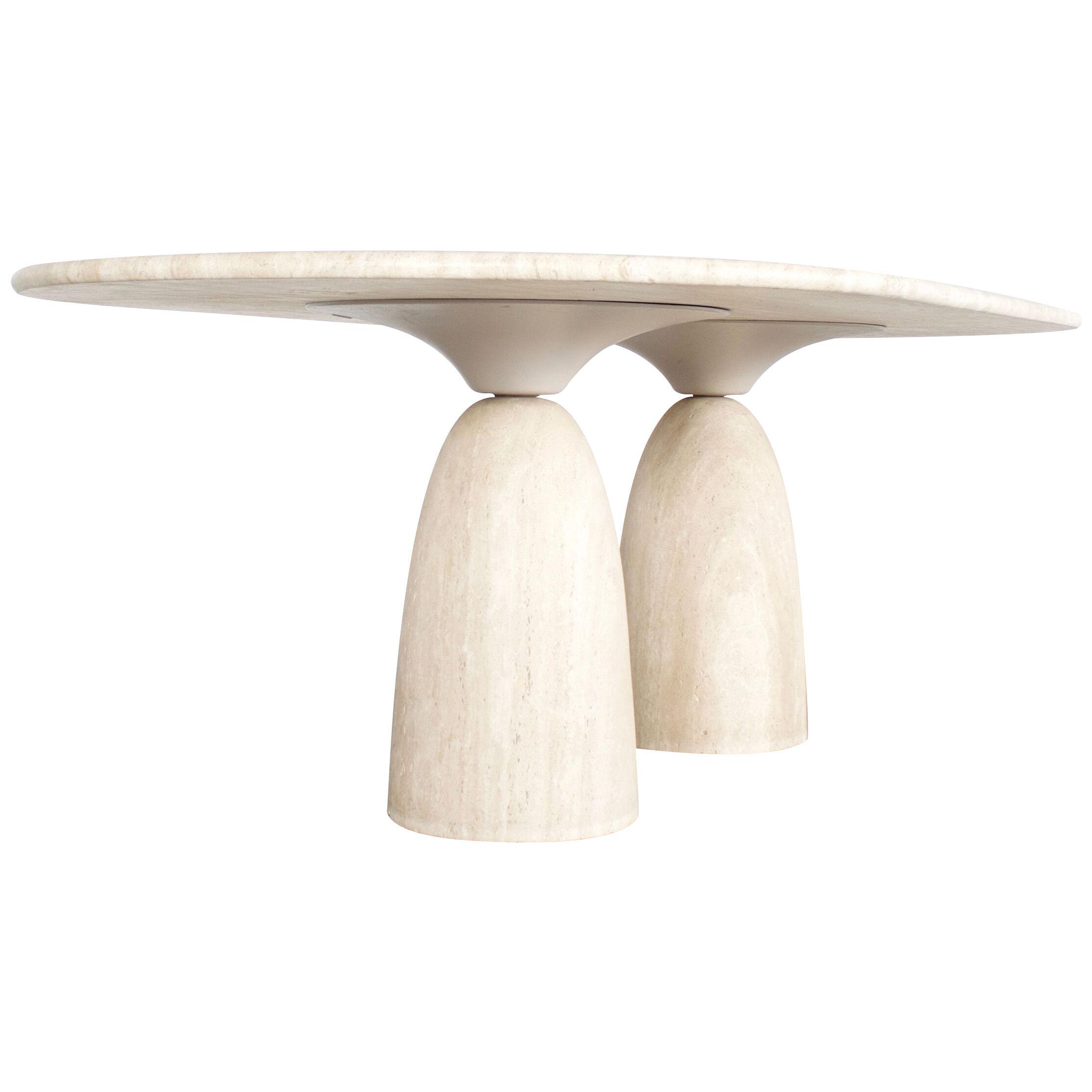 Large Travertine ‘Finale’ Dining Table by Peter Draenert, 1970s