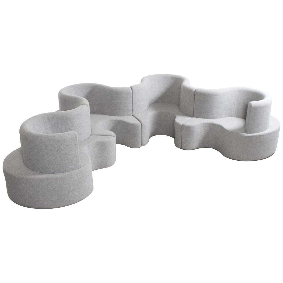 Impressive Clover Leaf Sectional Sofa by Verner Panton in Grey Fabric