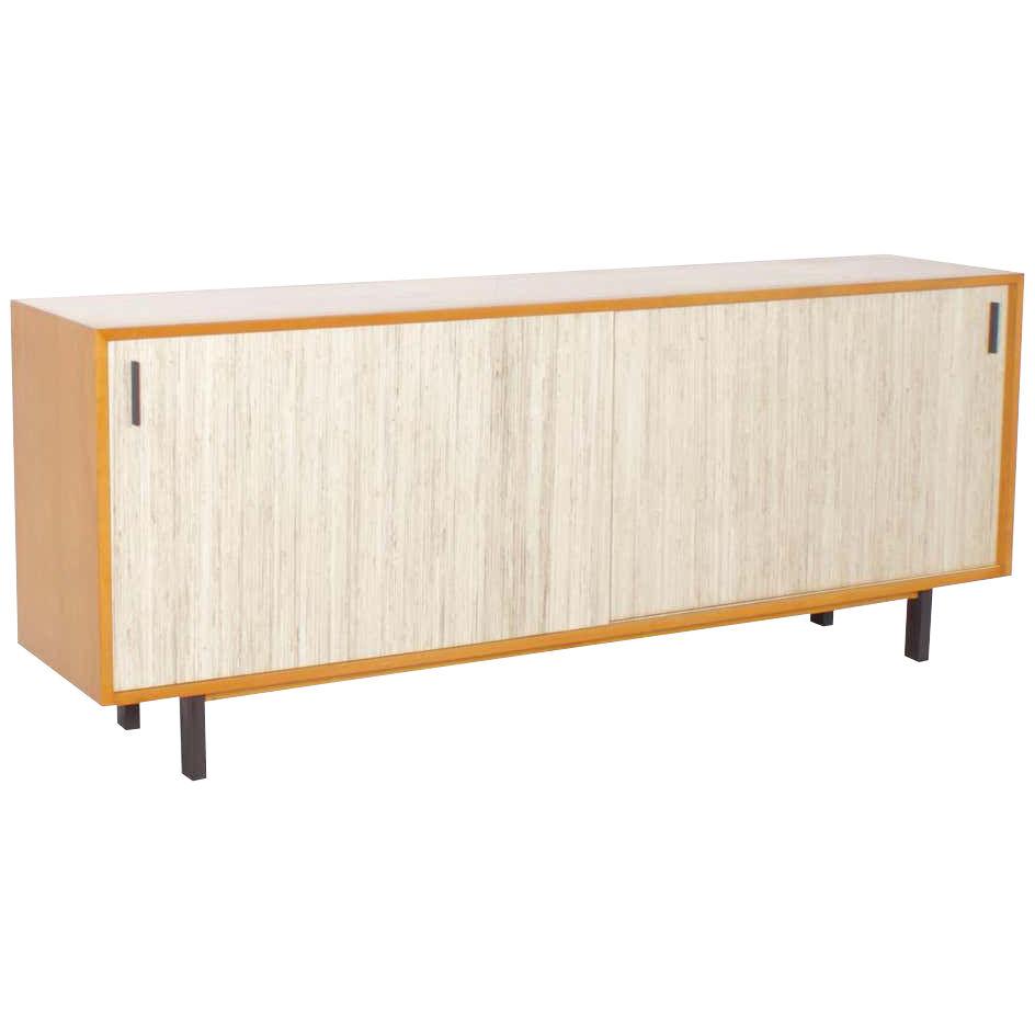 Beautiful Midcentury Maple and Cane Sideboard with Sliding Doors, Italy, 1960s