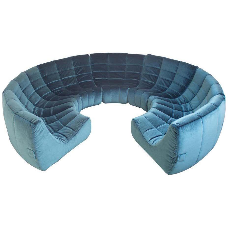 Rare and Exceptional 'Gilda' Circle Sofa in Velvet by Michel Ducaroy, 1972