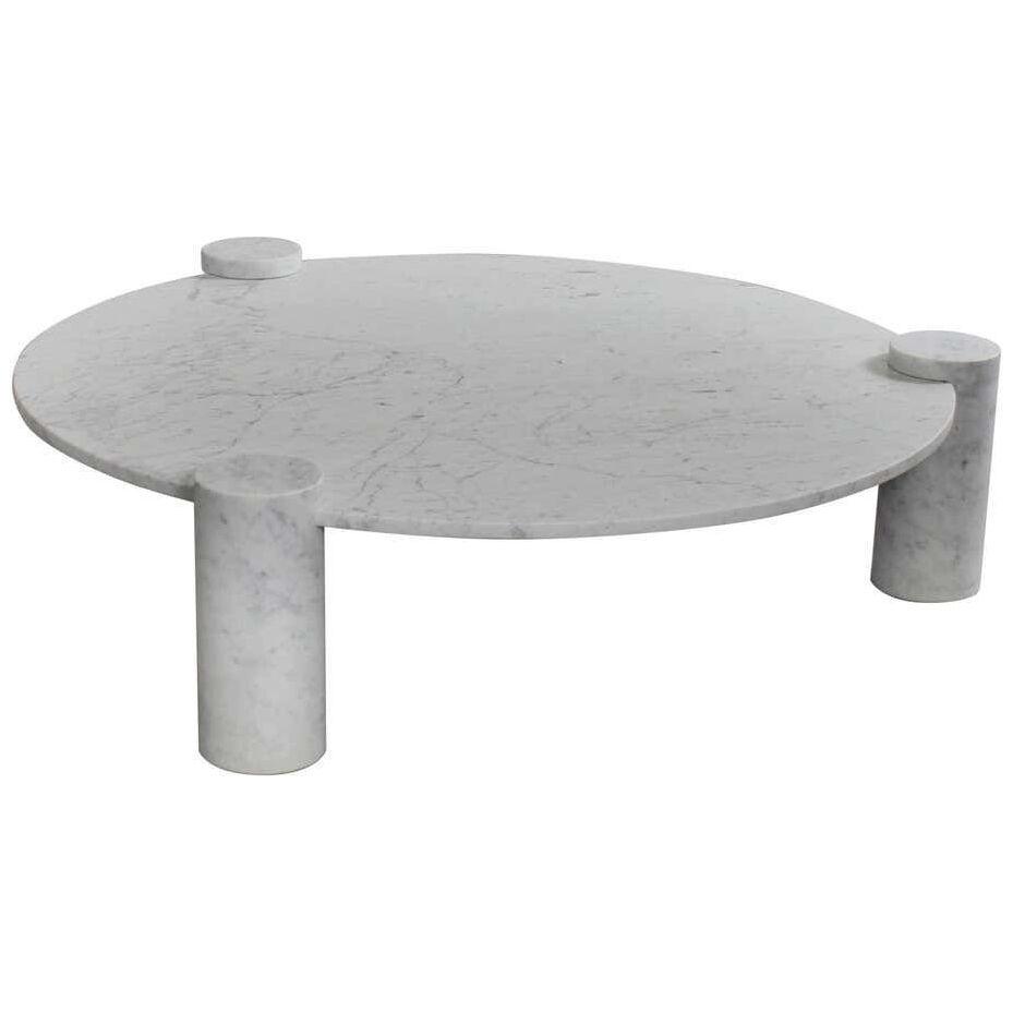 Large Impressive Carrara Marble Coffee Table Made in Italy, 1970s