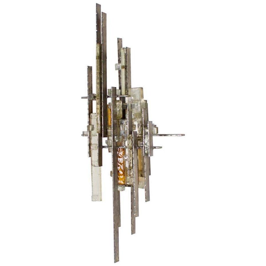 Very Large Brutalist Sconce by Albano Poli for Poliarte, 1970s