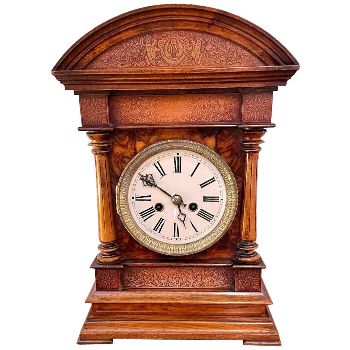 Outstanding Quality Antique Victorian Burr Walnut Bracket Clock