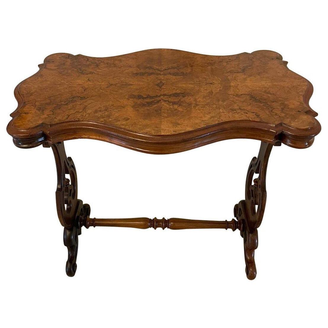 Antique Victorian Quality Burr Walnut Shaped Centre Table