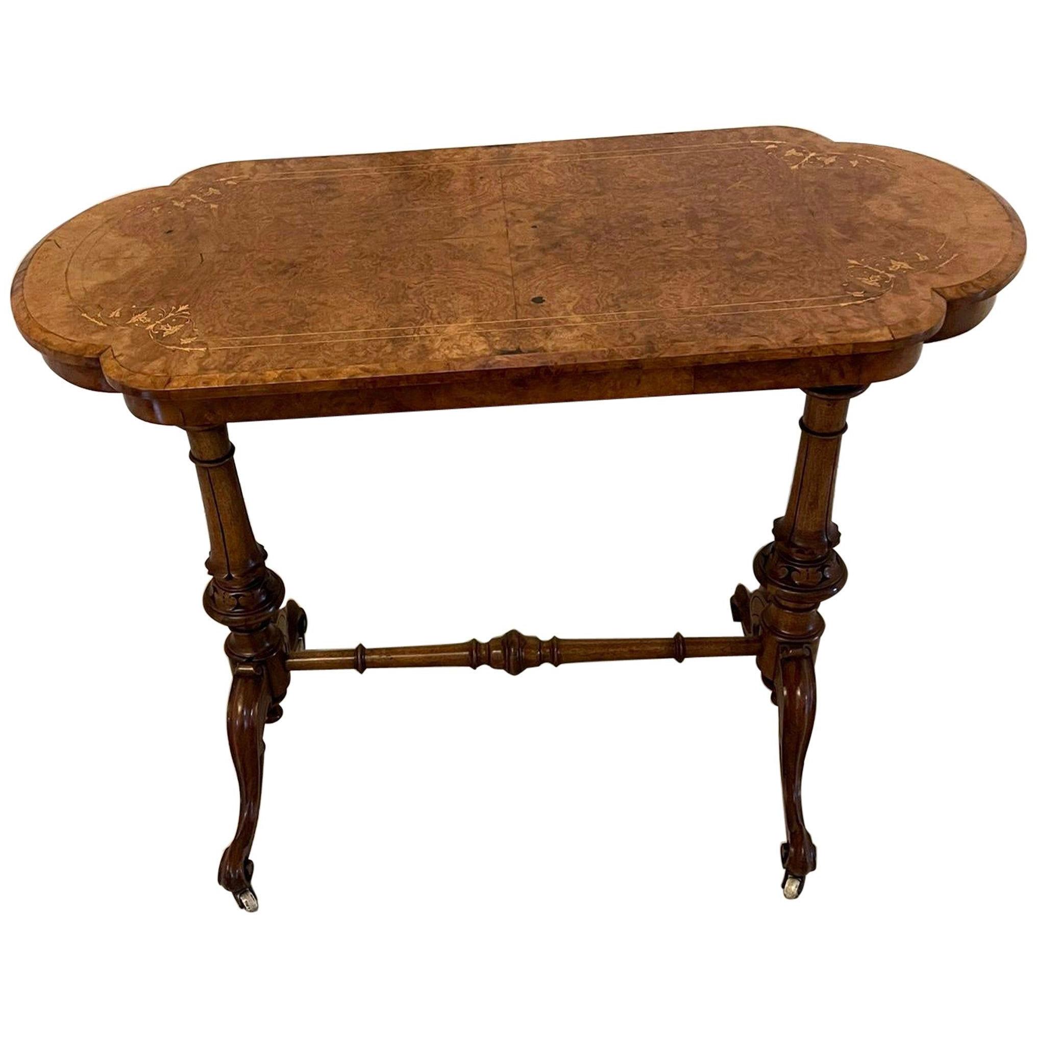 Antique Victorian Quality Burr Walnut Inlaid Freestanding Centre Table