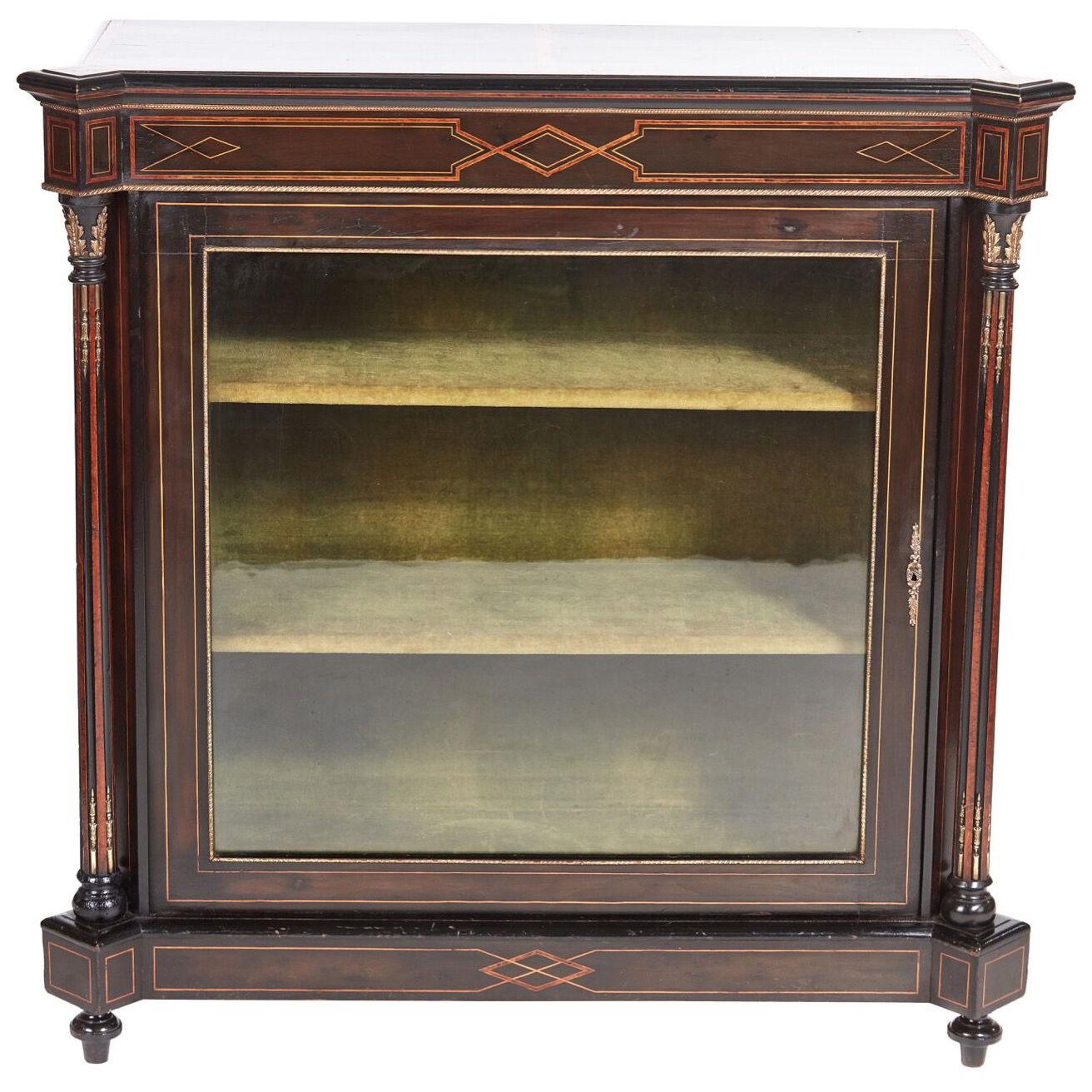 Victorian Ebonised & Inlaid Display Cabinet