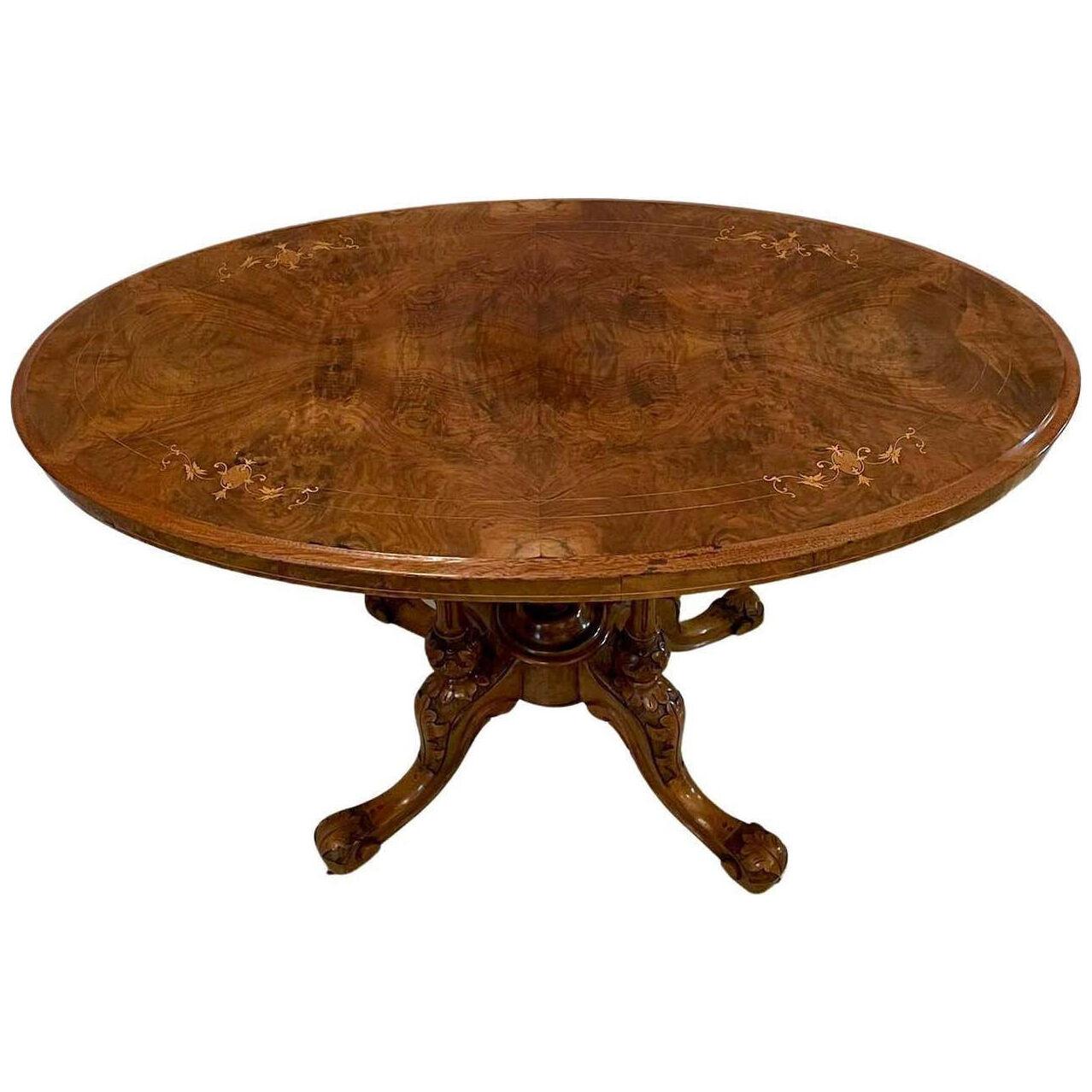 Quality Antique Victorian Inlaid Burr Walnut Centre Table