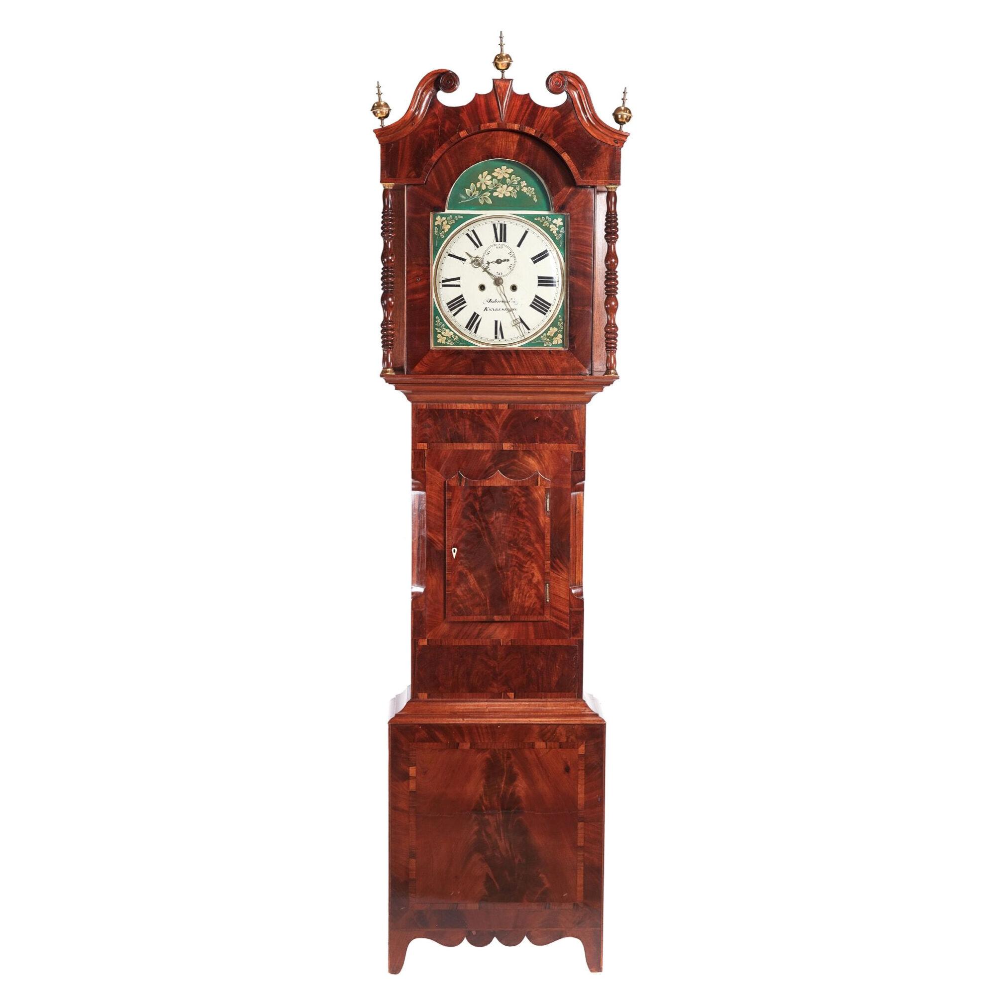 Antique 19th Century Mahogany 8 Day Painted Face Longcase Clock