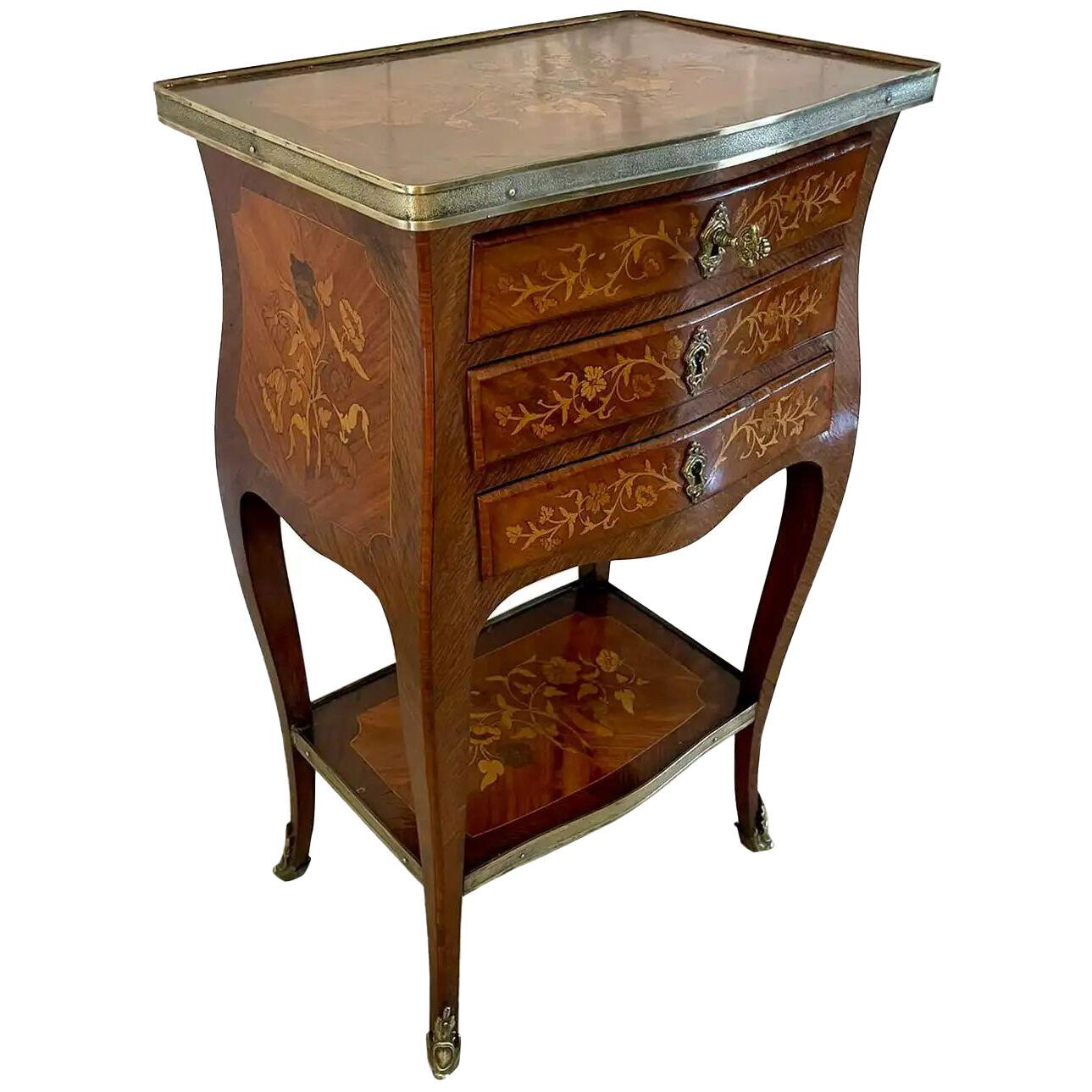 Antique Freestanding Quality Marquetry Inlaid Kingwood Chest of Drawers