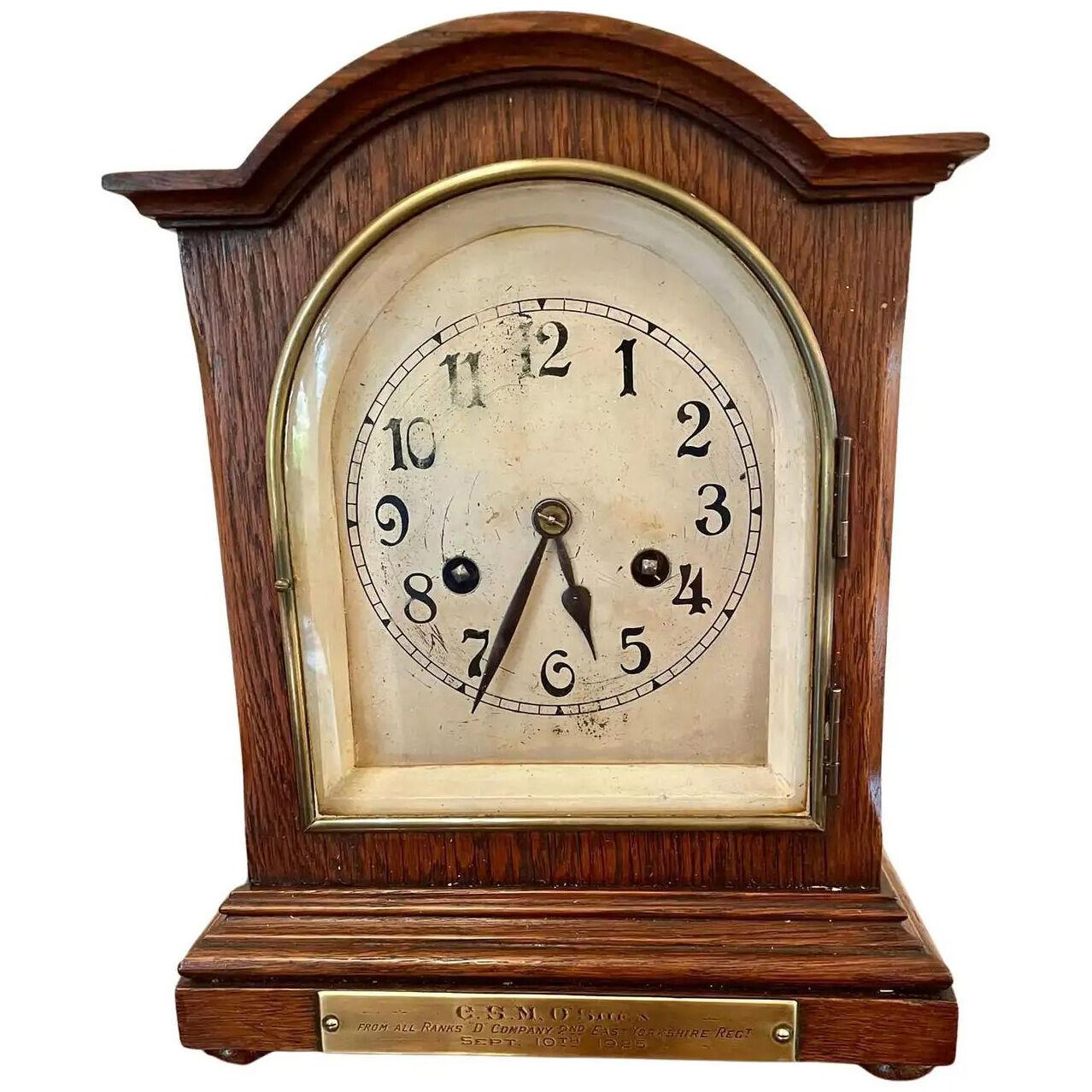 Antique Oak Bracket Clock with Eight Day Striking Movement