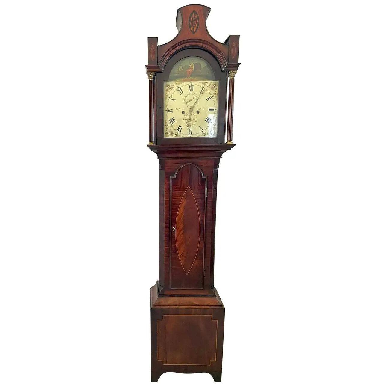Antique George III Superior Quality Mahogany Inlaid Eight Day Longcase Clock
