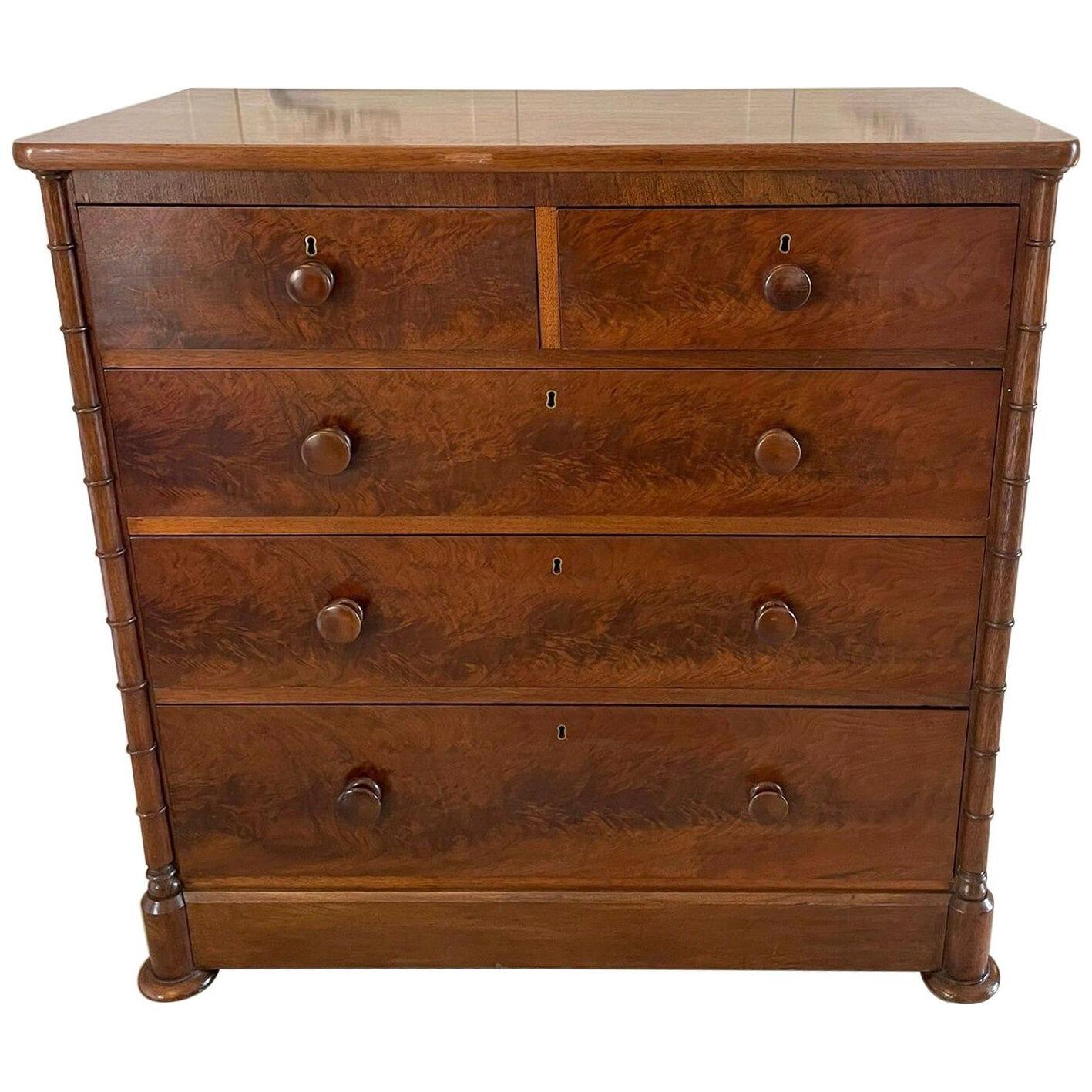 Unusual Antique Victorian Quality Walnut Chest of Drawers 