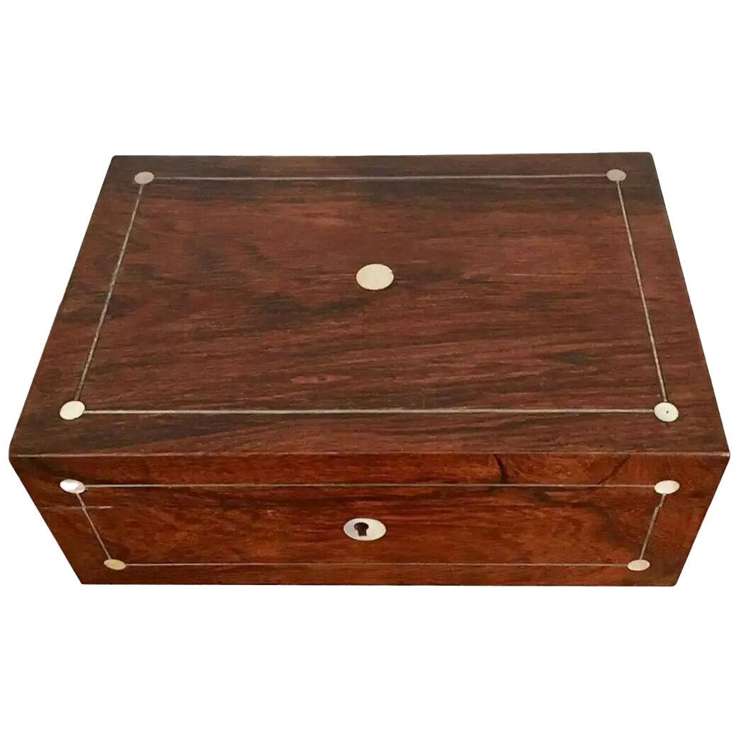 Victorian Rosewood & Mother-of-Pearl Jewellery/Sewing Box