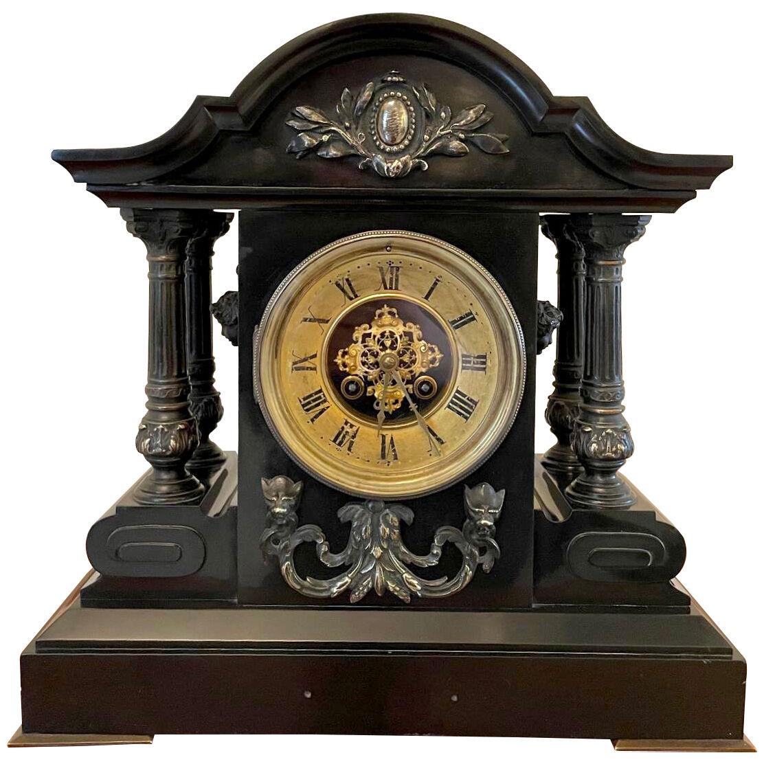 Large Antique French Marble Eight Day Mantel Clock