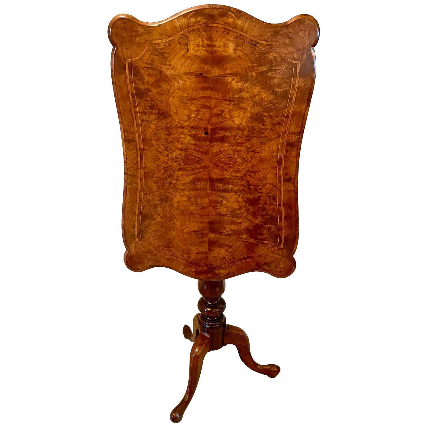 Antique Victorian Inlaid Burr Walnut Lamp Table 