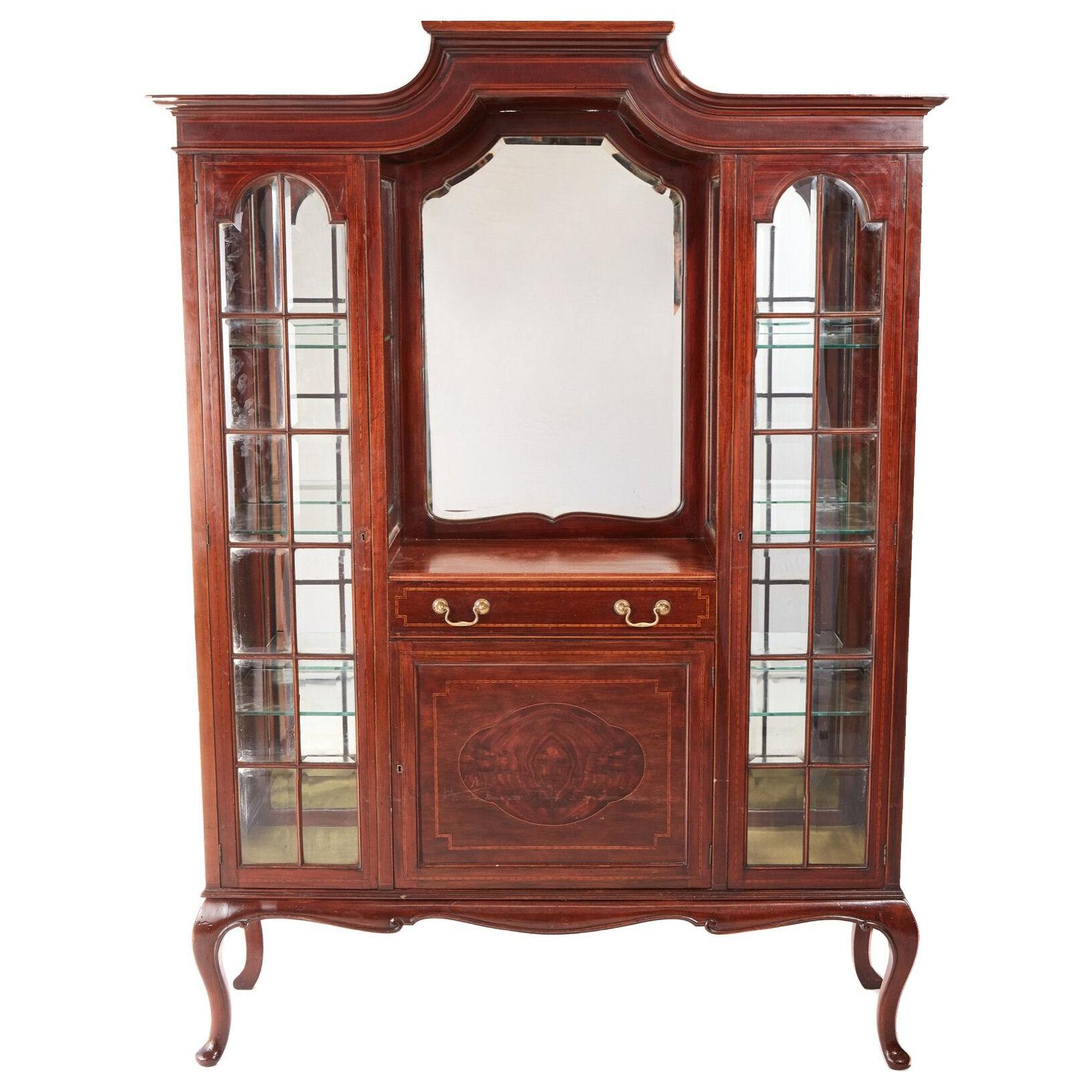 Edwardian Inlaid Mahogany Display Cabinet by Maple & Co
