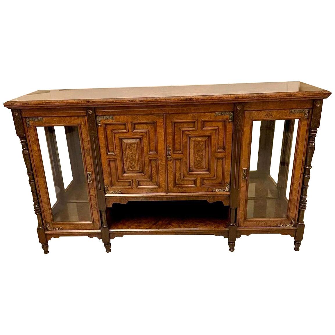 Outstanding Quality Antique Victorian Burr Walnut Credenza
