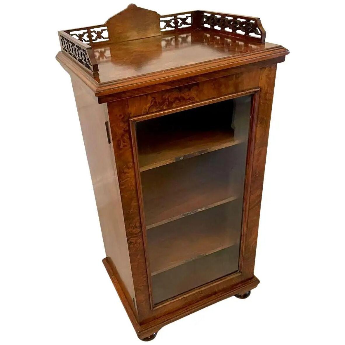 Quality Antique Victorian Burr Walnut Music Cabinet
