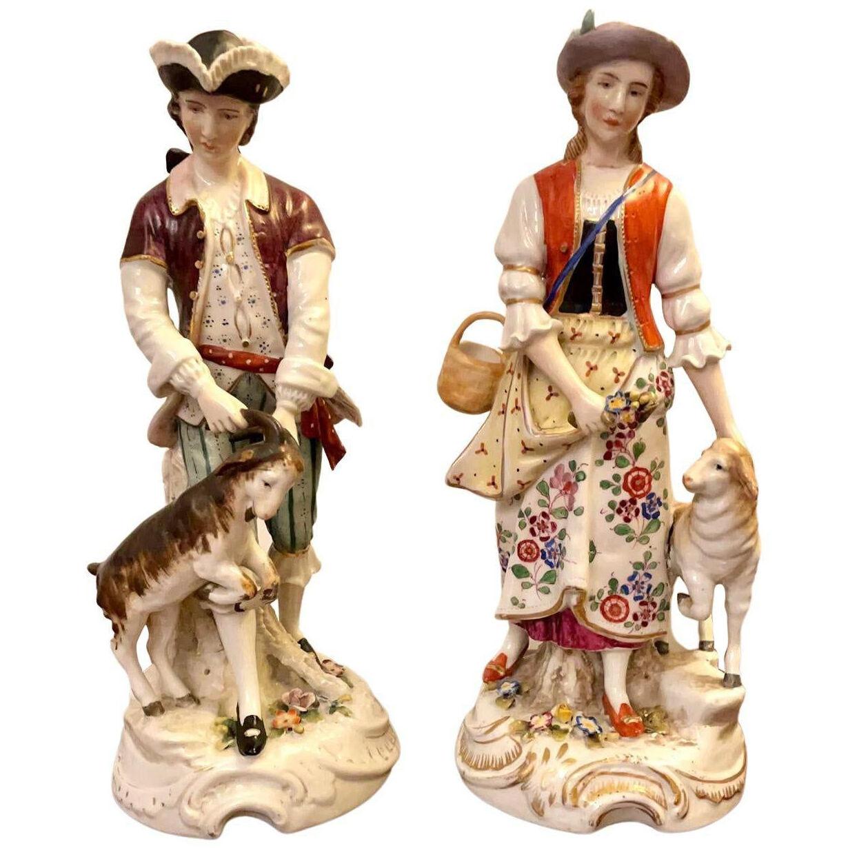 Pair of Antique Victorian Continental Porcelain Figures