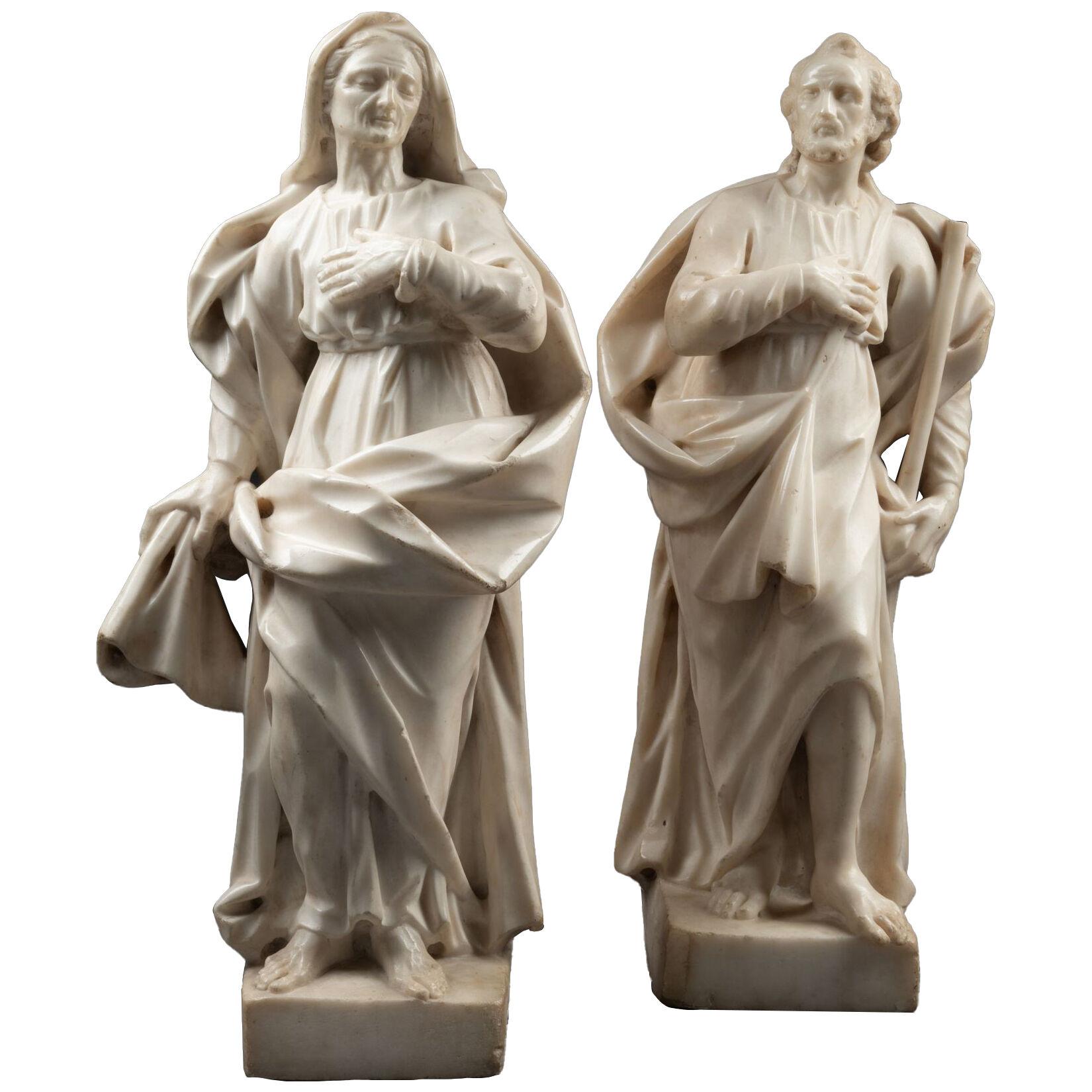 Saint Anne and Saint Joachim - Marble - Italy - 17th century