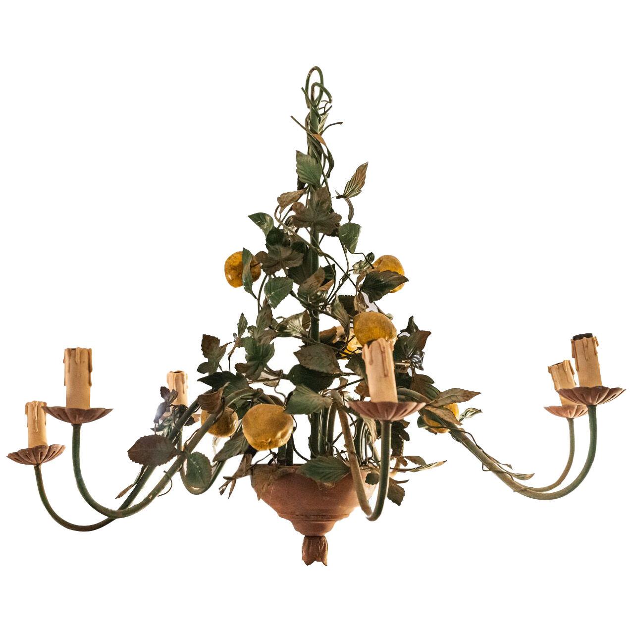 Eight-Light Chandelier, Painted Metal, circa 1960, France