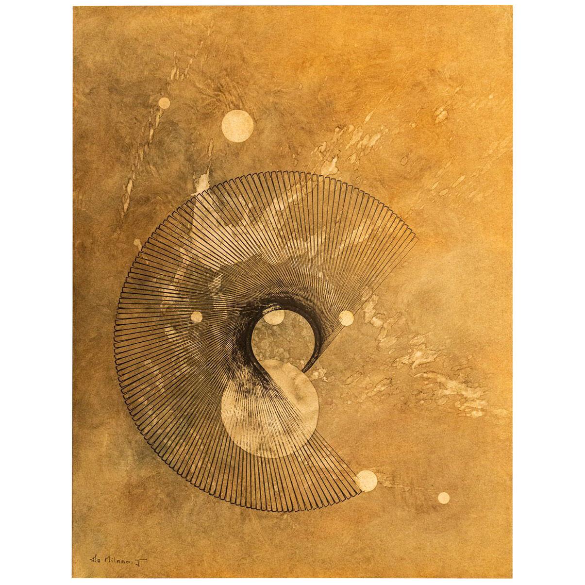 Jean Da Milano, Composition, Oil on paper, 1974, France
