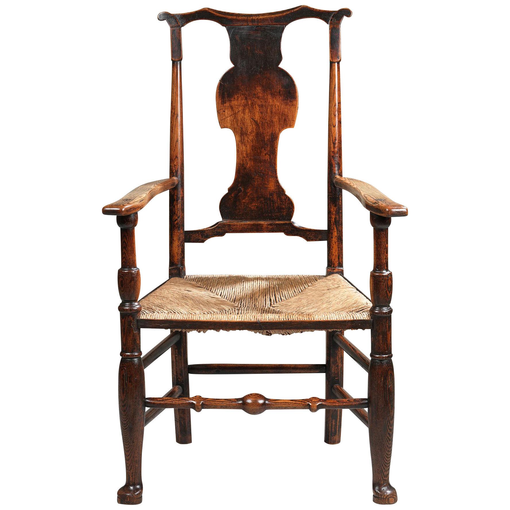 Nineteenth Century ash and fruitwood vernacular armchair