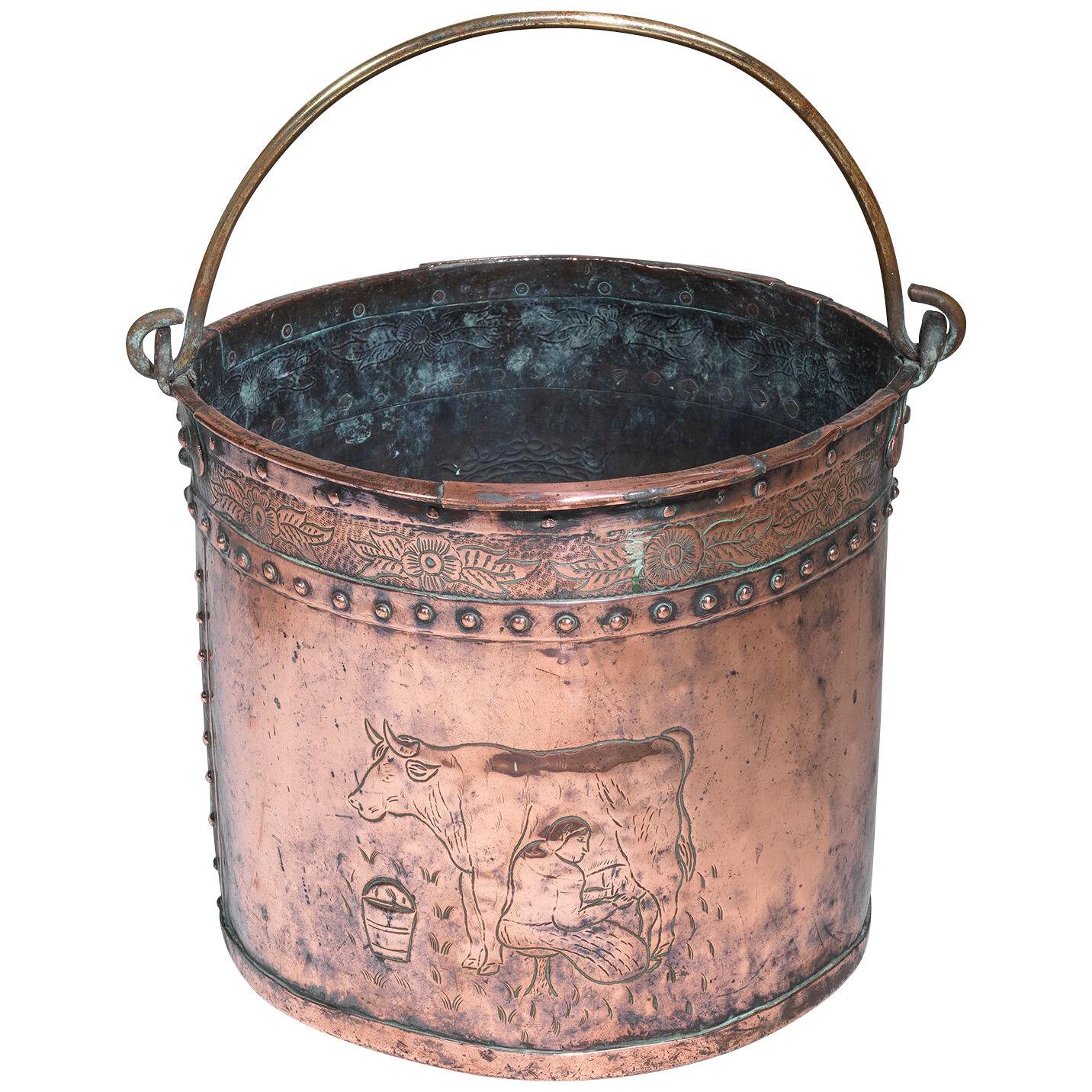 Nineteenth Century copper coal bucket