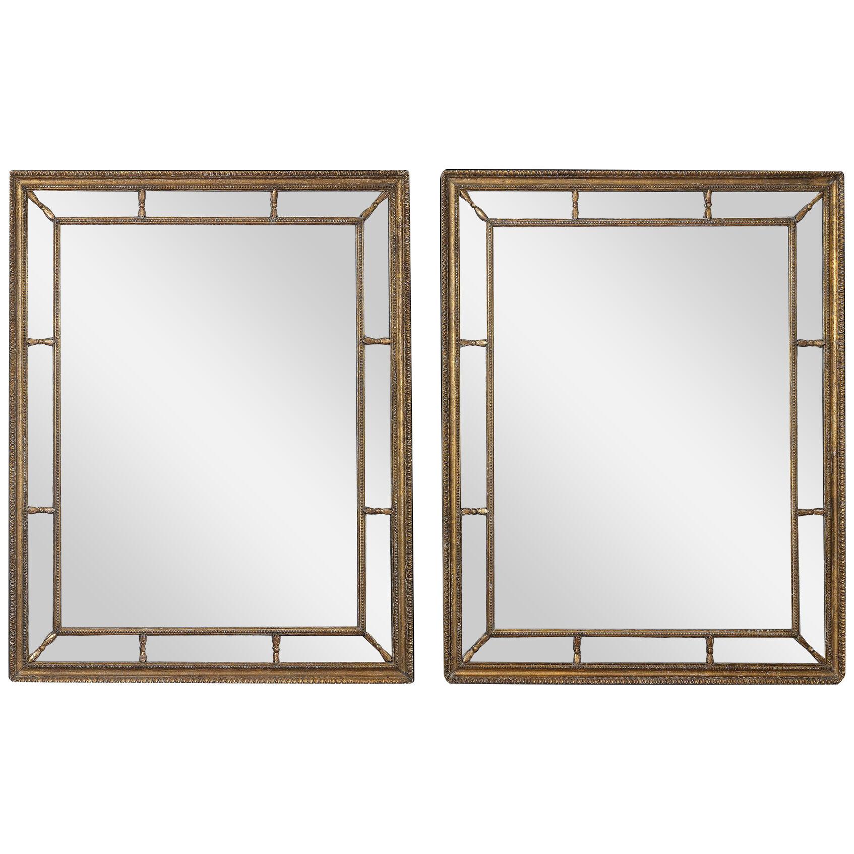 Pair of Georgian giltwood border glass mirrors
