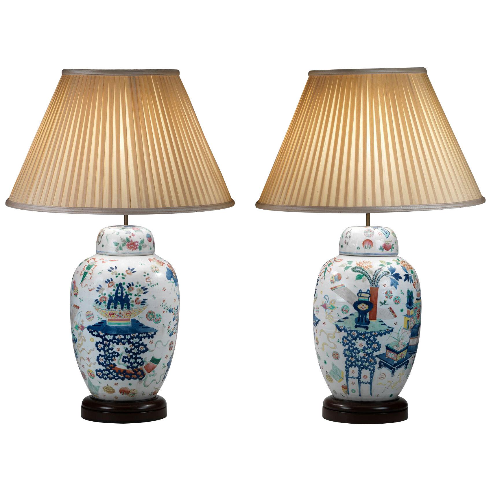 Pair of Nineteenth Century oriental jars converted into table lamps
