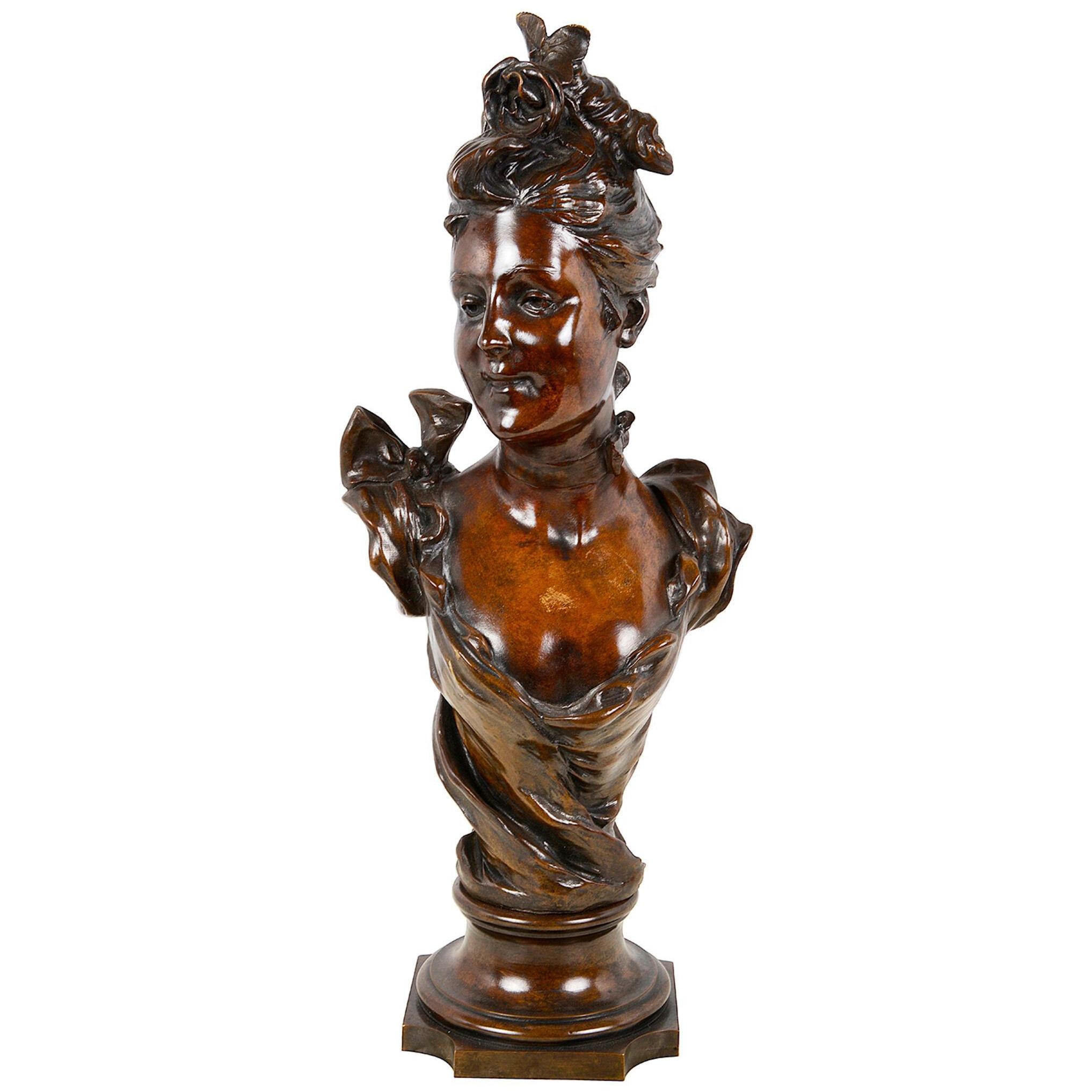 19th Century French Bronze bust of young lady.