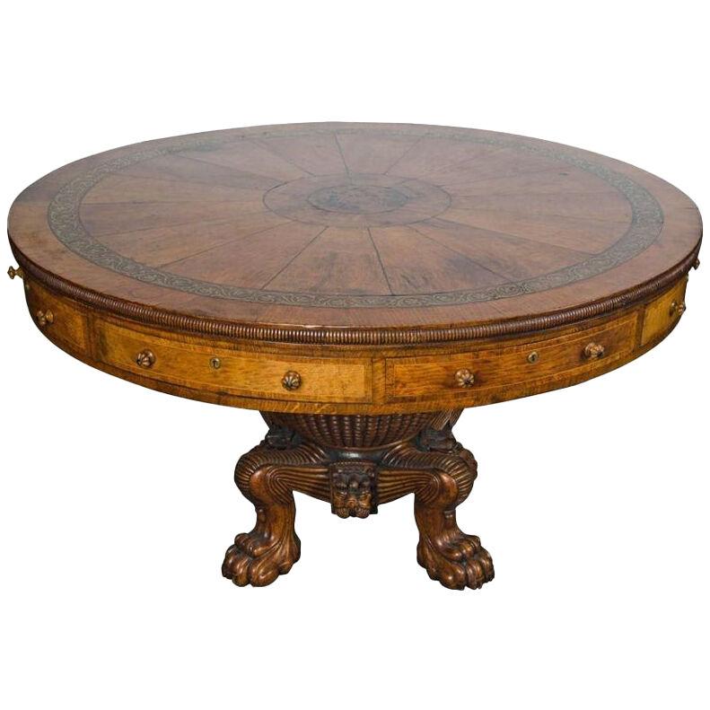 Regency period, Pollard Oak Drum table, 1820