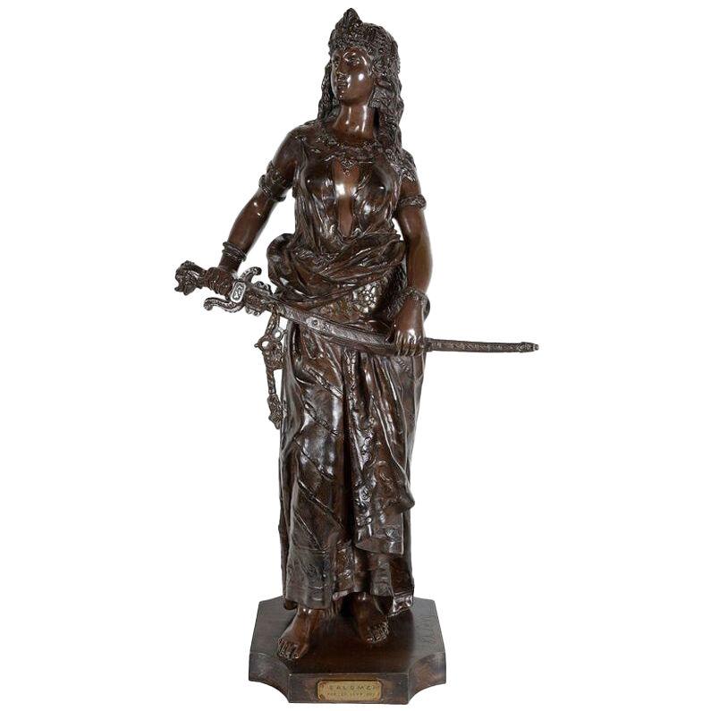 19th Century Orientalist Arab Girl Bronze Statue, Signed C.Levy