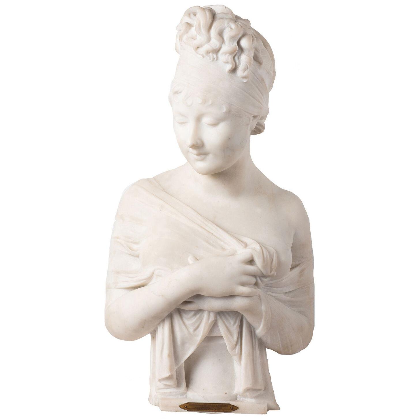 Neoclassical style marble female bust after Joseph Chinard French, C19th