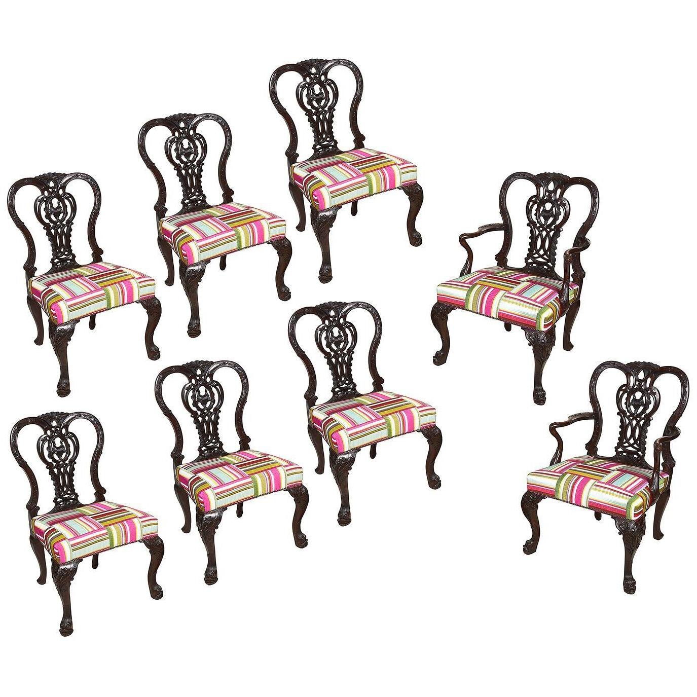 8 Chippendale style Mahogany dining chairs, circa 1880