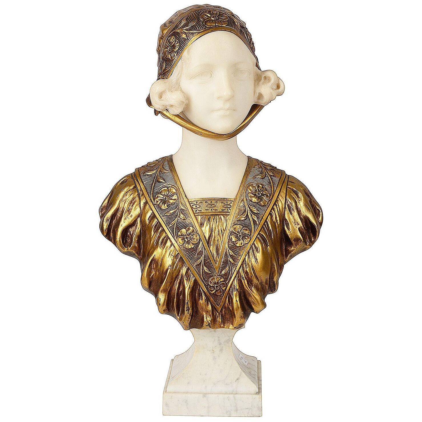 G.V. Vaerenbergh, marble and ormolu bust of a young girl.