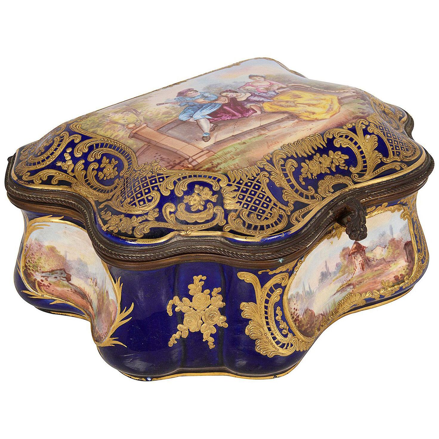19th Century Sevres style porcelain casket.