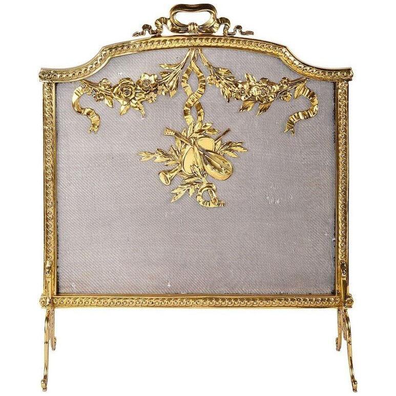 Louis XV Style Brass Fire Screen