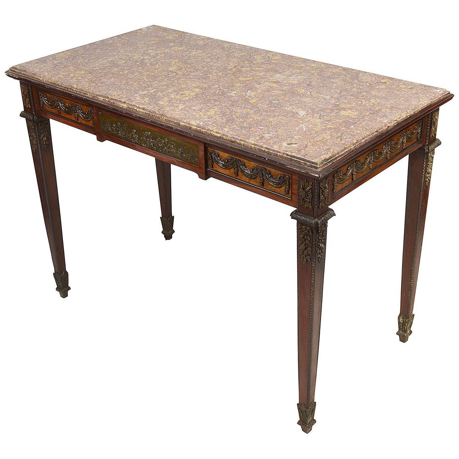 19th Century French Marble topped centre / console table.