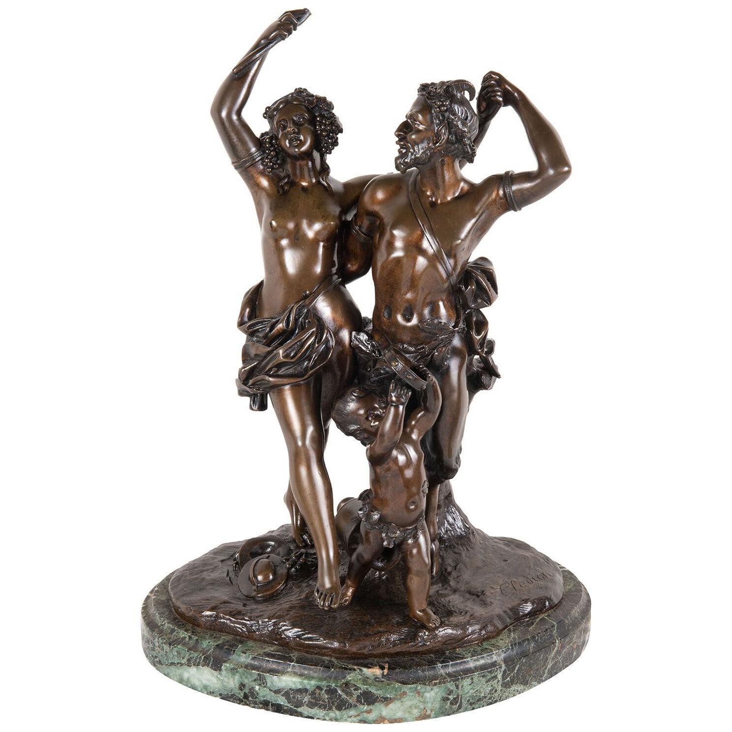 19th Century Bronze Clodion Classical Bacchus Dancing Group