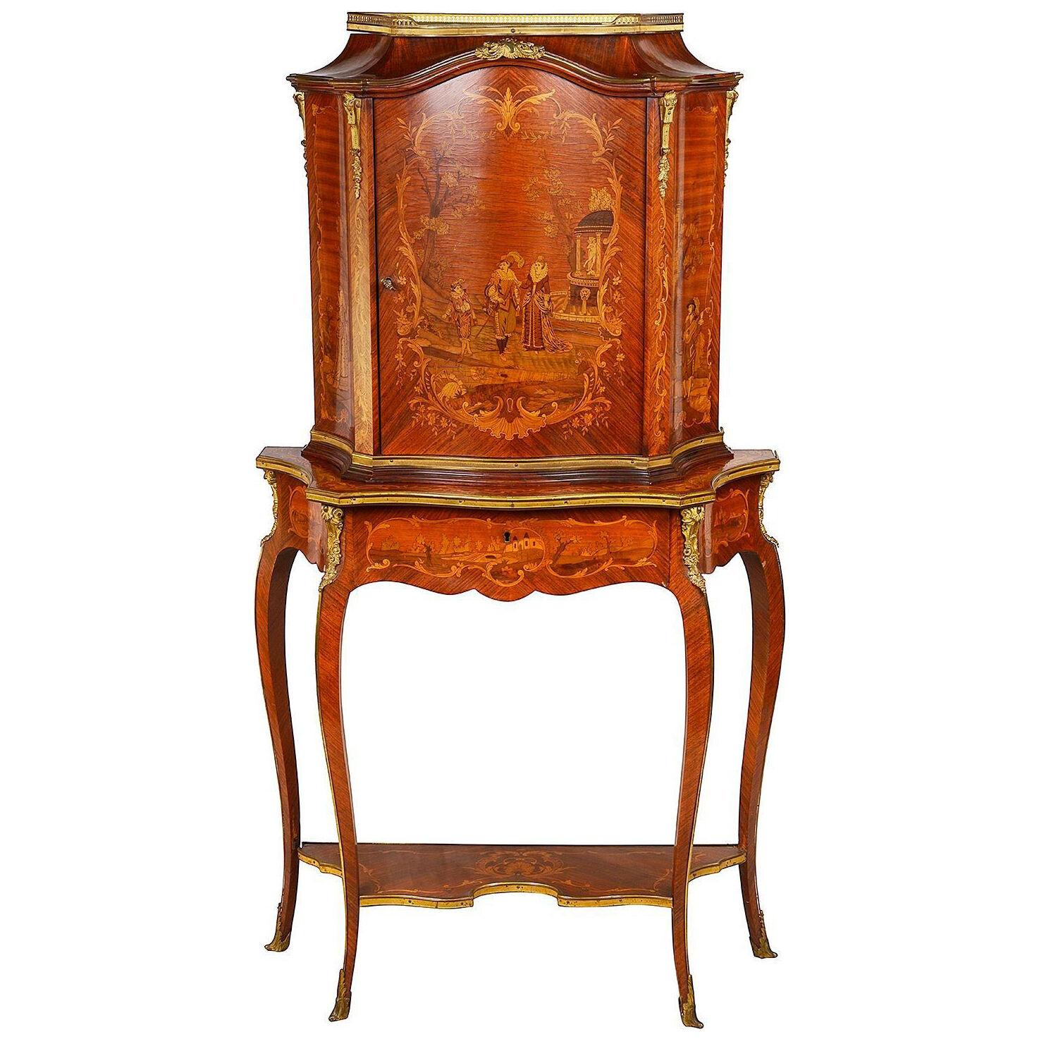 A French Louis XV style marquetry inlaid side cabinet, 19th Century