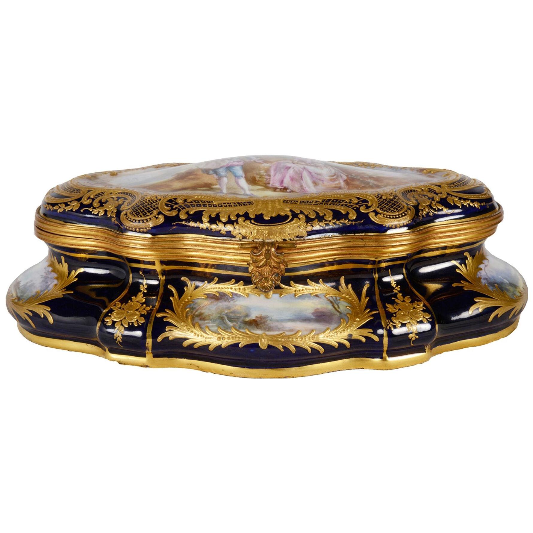 Late 19th Century Sevres style porcelain box.